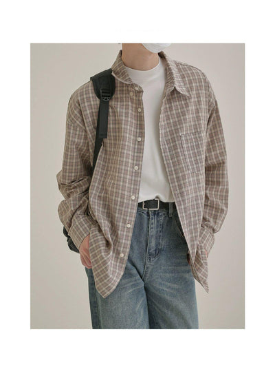 Zhou Casual Plaid Buttoned Shirt-korean-fashion-Shirt-Zhou's Closet-OH Garments