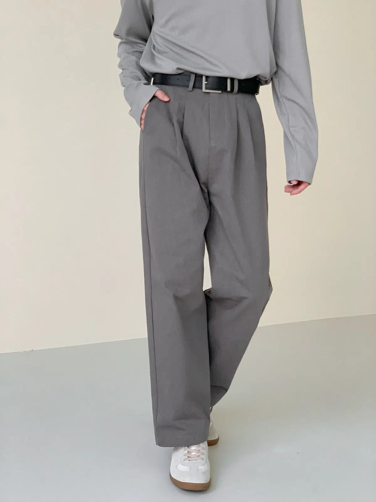 Zhou Casual Pleated Straight Pants-korean-fashion-Pants-Zhou's Closet-OH Garments