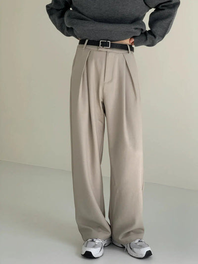 Zhou Casual Pleated Wide Cut Pants-korean-fashion-Pants-Zhou's Closet-OH Garments