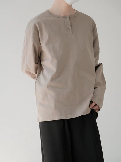 Zhou Casual Solid Color Henley Shirt-korean-fashion-Shirt-Zhou's Closet-OH Garments