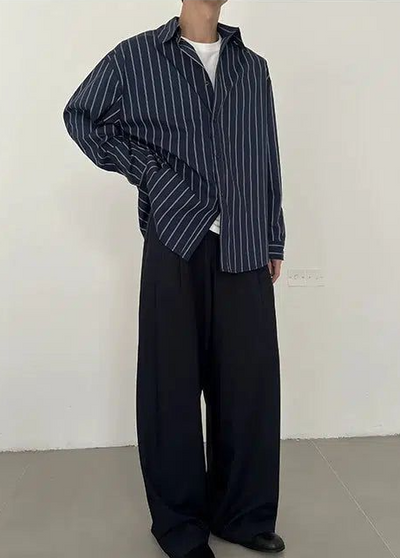 Zhou Casual Striped and Buttoned Shirt-korean-fashion-Shirt-Zhou's Closet-OH Garments