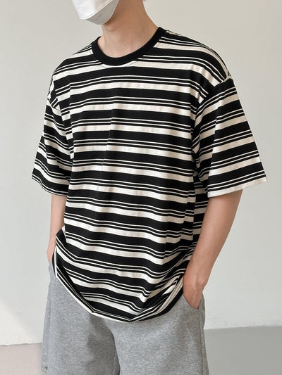 Zhou Casual Striped Comfty Fit T-Shirt-korean-fashion-T-Shirt-Zhou's Closet-OH Garments