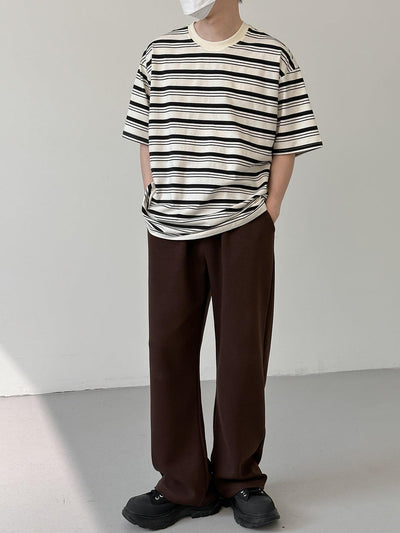 Zhou Casual Striped Comfty Fit T-Shirt-korean-fashion-T-Shirt-Zhou's Closet-OH Garments
