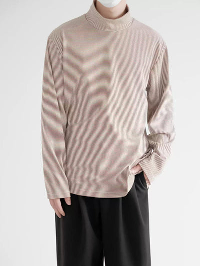 Zhou Casual Thin Striped Mockneck-korean-fashion-Mockneck-Zhou's Closet-OH Garments