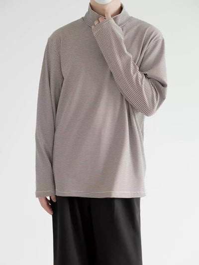 Zhou Casual Thin Striped Mockneck-korean-fashion-Mockneck-Zhou's Closet-OH Garments