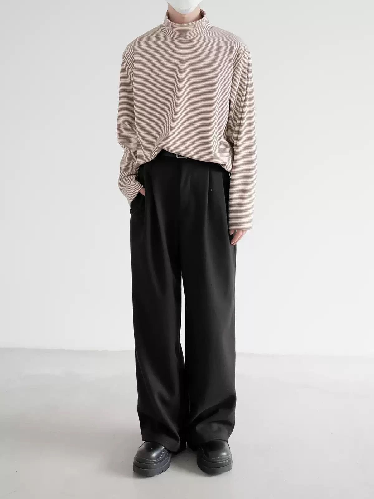 Zhou Casual Thin Striped Mockneck-korean-fashion-Mockneck-Zhou's Closet-OH Garments