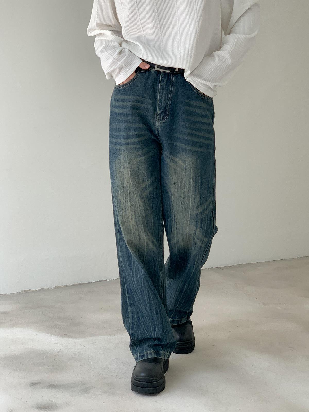 Zhou Casual Whiskered Pattern Jeans-korean-fashion-Jeans-Zhou's Closet-OH Garments