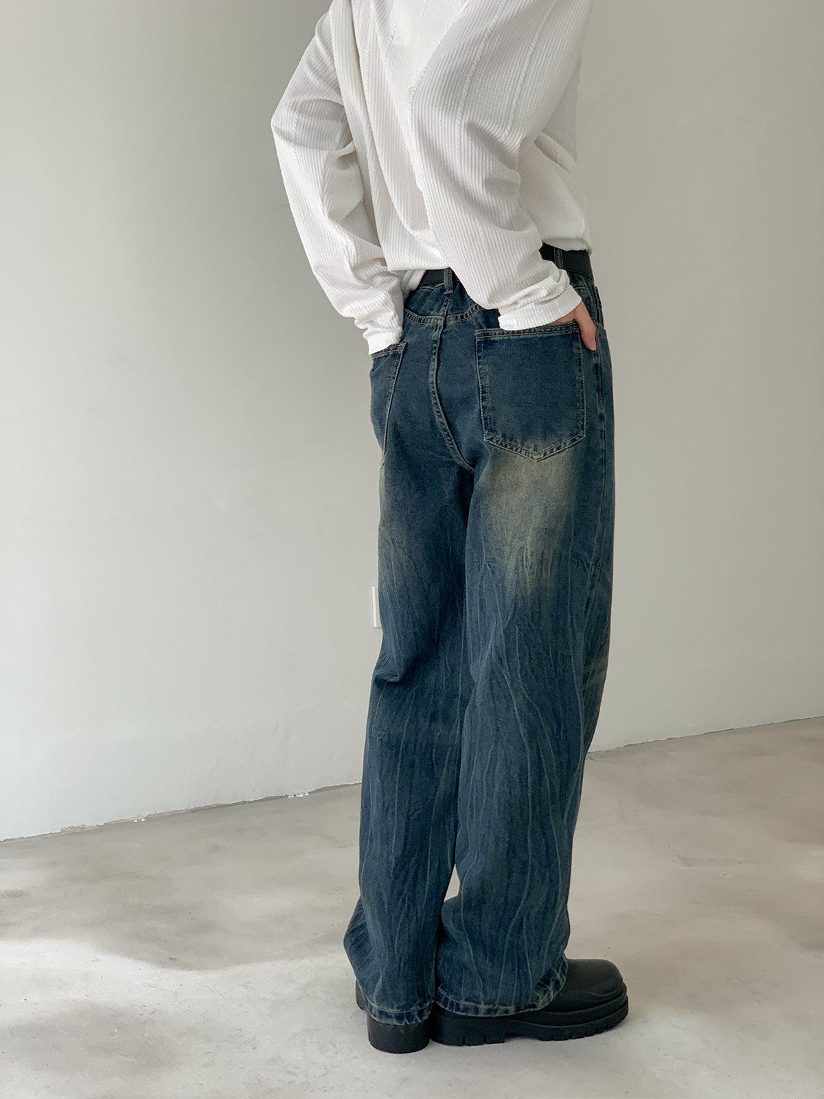 Zhou Casual Whiskered Pattern Jeans-korean-fashion-Jeans-Zhou's Closet-OH Garments