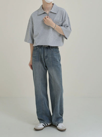 Zhou Center Seam Bootcut Jeans-korean-fashion-Jeans-Zhou's Closet-OH Garments