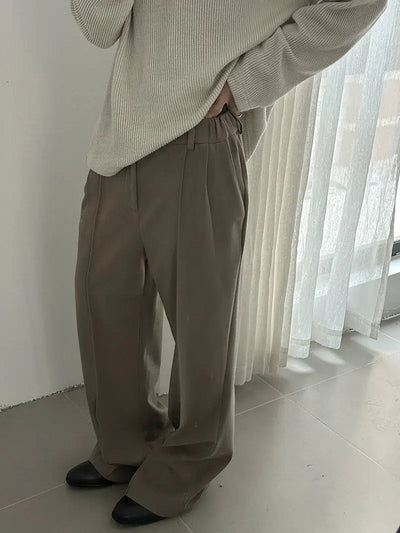 Zhou Central Seam Flared Leg Pants-korean-fashion-Pants-Zhou's Closet-OH Garments