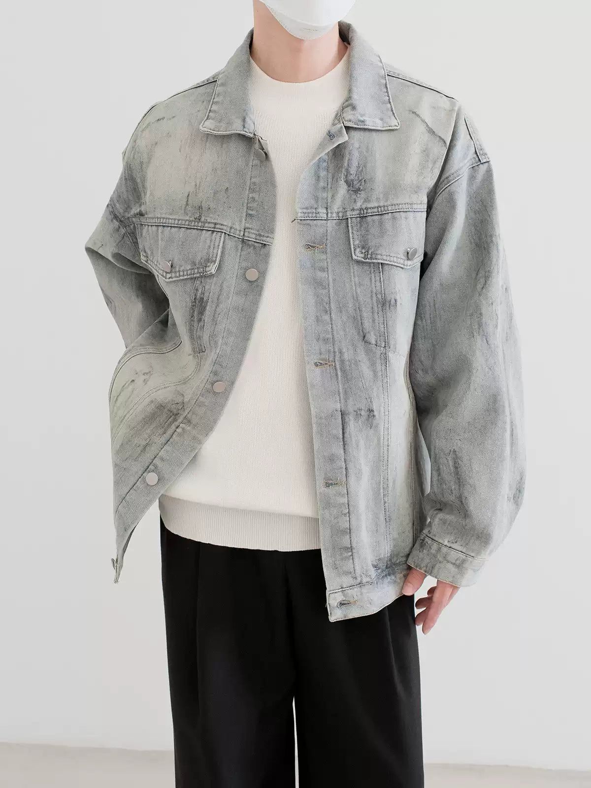 Zhou Charcoal Washed Denim Jacket-korean-fashion-Jacket-Zhou's Closet-OH Garments