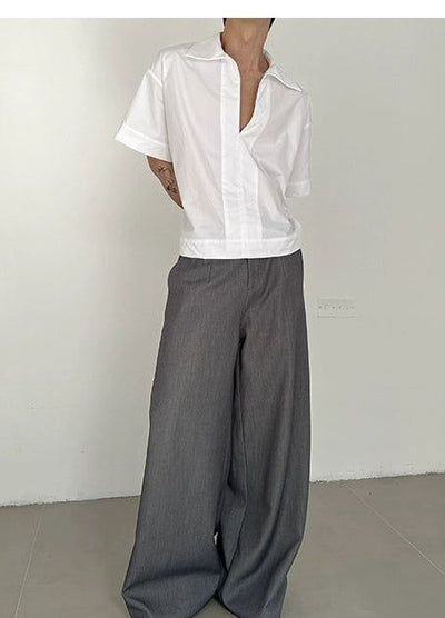Zhou Chest Cut Boxy Shirt-korean-fashion-Shirt-Zhou's Closet-OH Garments