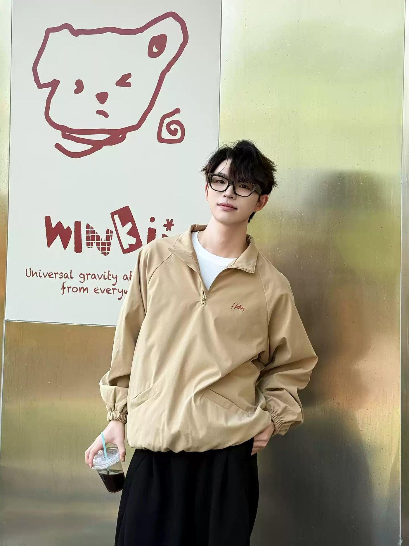 Zhou Chic Embroidered Half-Zip-korean-fashion-Half-Zip-Zhou's Closet-OH Garments