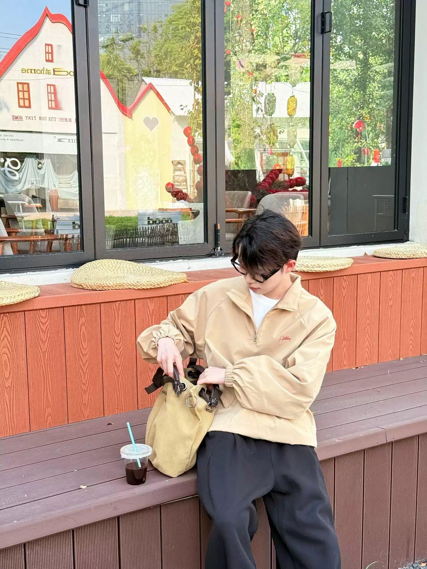 Zhou Chic Embroidered Half-Zip-korean-fashion-Half-Zip-Zhou's Closet-OH Garments