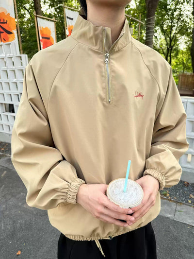 Zhou Chic Embroidered Half-Zip-korean-fashion-Half-Zip-Zhou's Closet-OH Garments