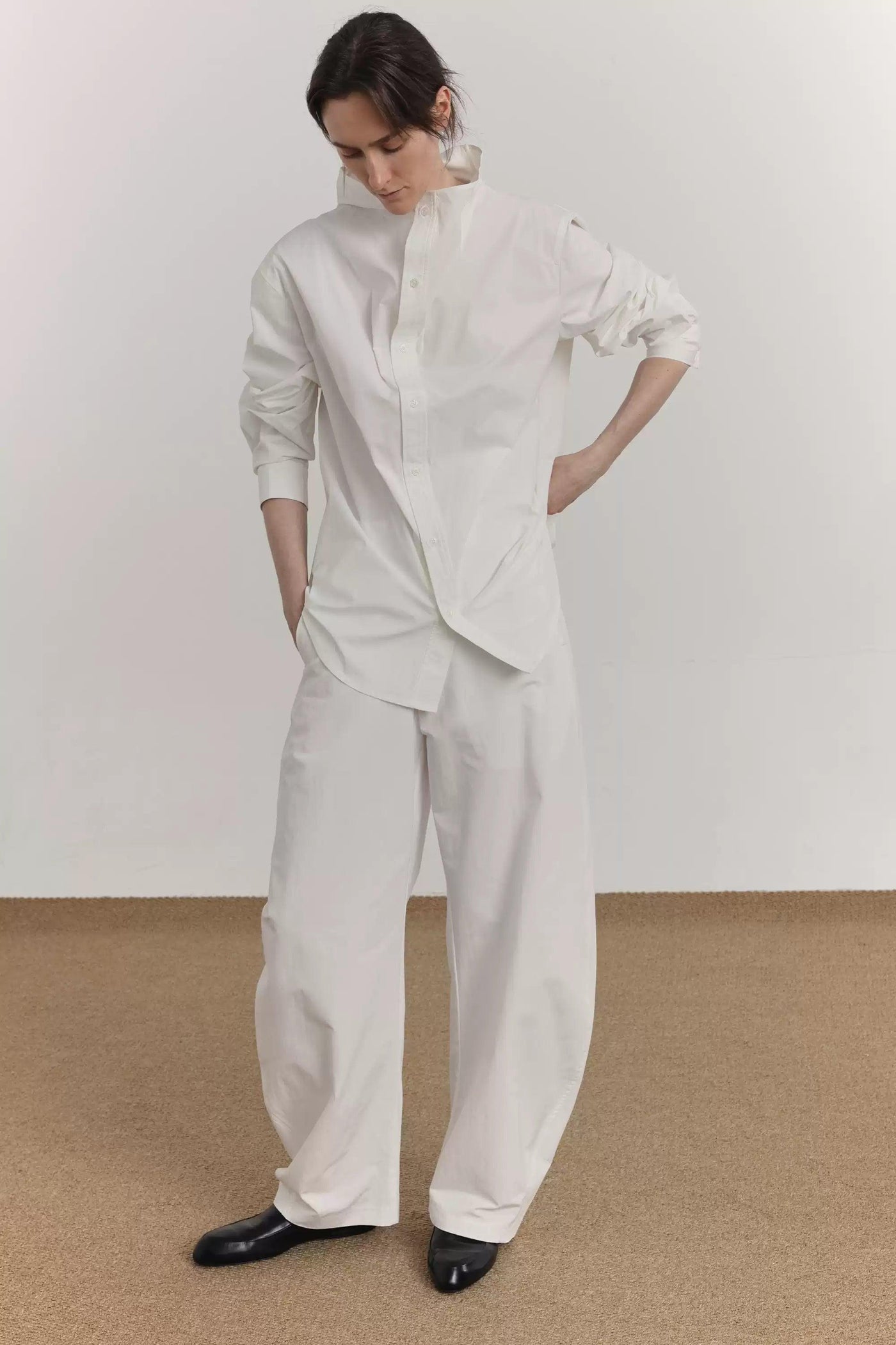 Zhou Chic Funnel Neck L/S Shirt-korean-fashion-Shirt-Zhou's Closet-OH Garments