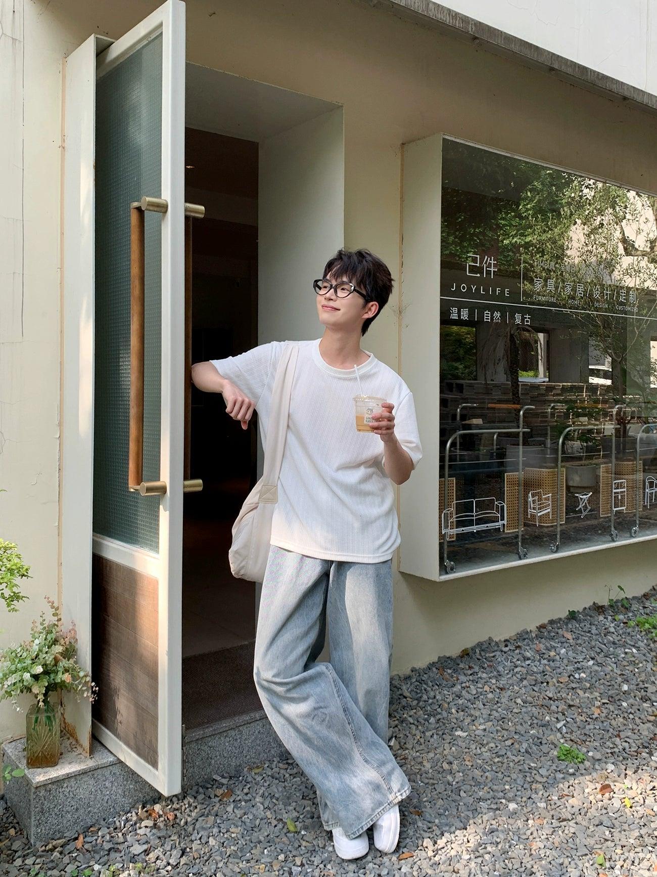 Zhou Chic Textured Knit T-Shirt-korean-fashion-T-Shirt-Zhou's Closet-OH Garments