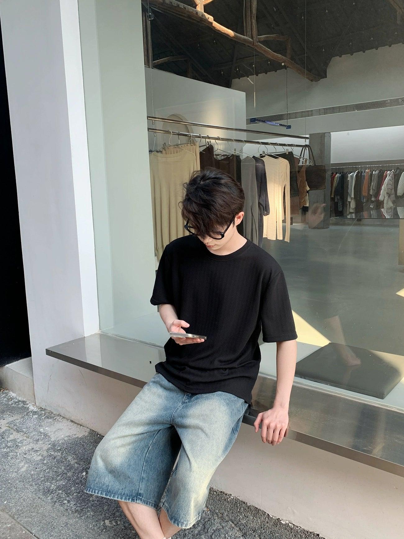 Zhou Chic Textured Knit T-Shirt-korean-fashion-T-Shirt-Zhou's Closet-OH Garments
