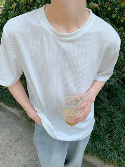 Zhou Chic Textured Knit T-Shirt-korean-fashion-T-Shirt-Zhou's Closet-OH Garments