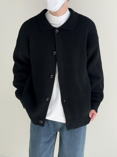 Zhou Classic Collared Knit Jacket-korean-fashion-Jacket-Zhou's Closet-OH Garments