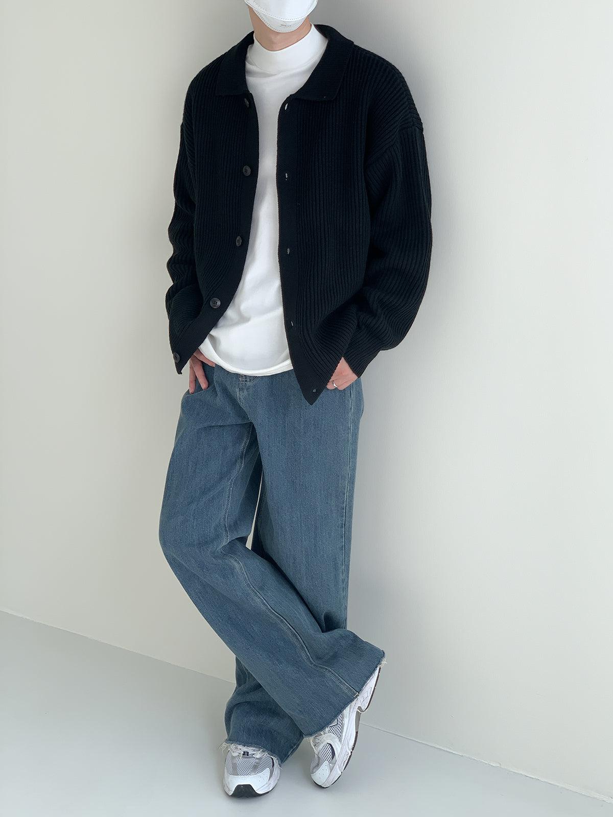 Zhou Classic Collared Knit Jacket-korean-fashion-Jacket-Zhou's Closet-OH Garments