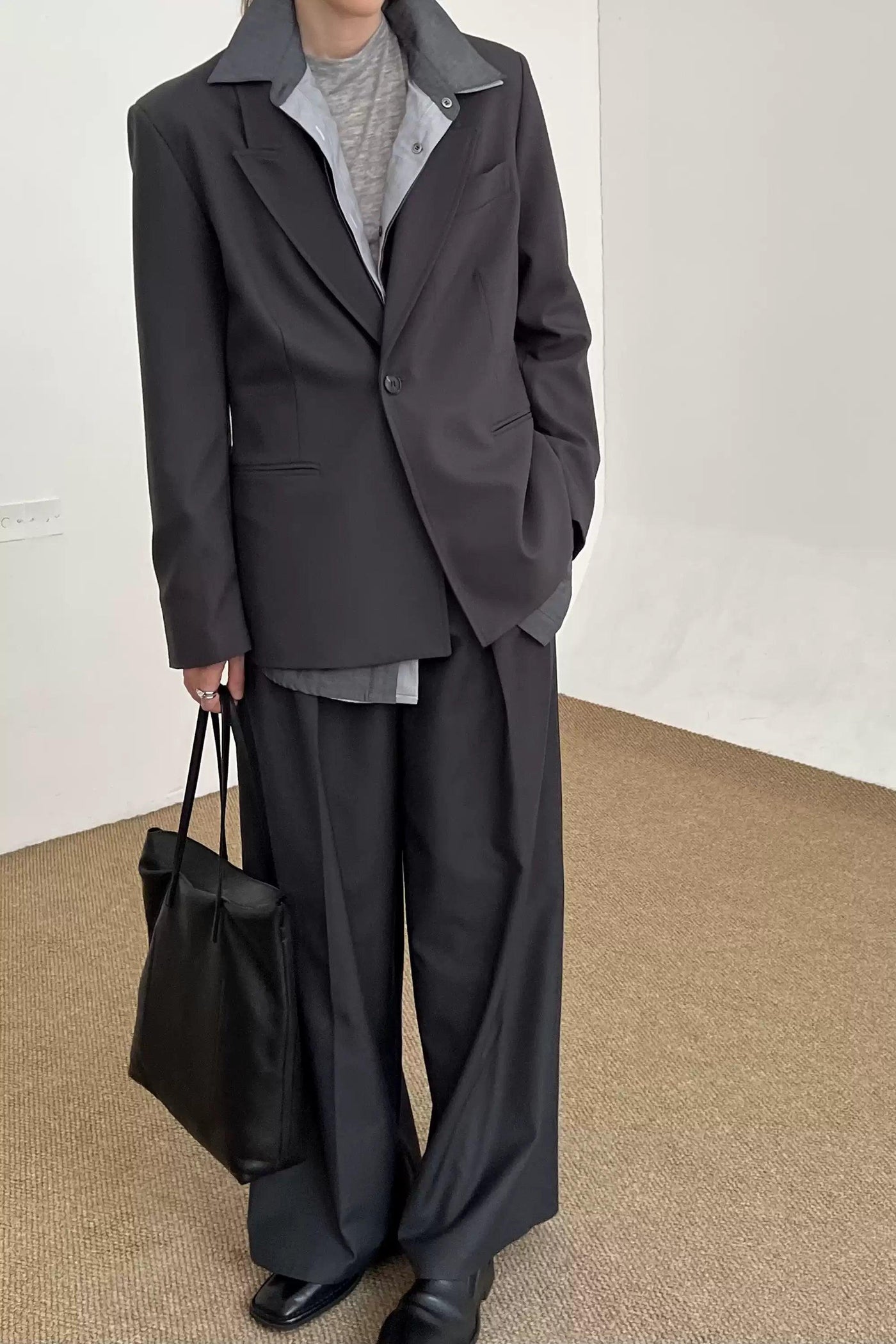 Zhou Classic One-Button Lapel Blazer-korean-fashion-Blazer-Zhou's Closet-OH Garments