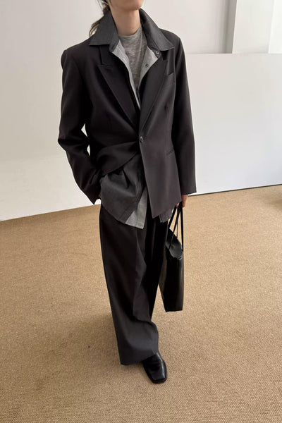 Zhou Classic One-Button Lapel Blazer-korean-fashion-Blazer-Zhou's Closet-OH Garments