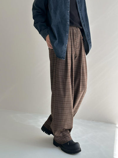 Zhou Classic Plaid Fold Pleated Pants-korean-fashion-Pants-Zhou's Closet-OH Garments