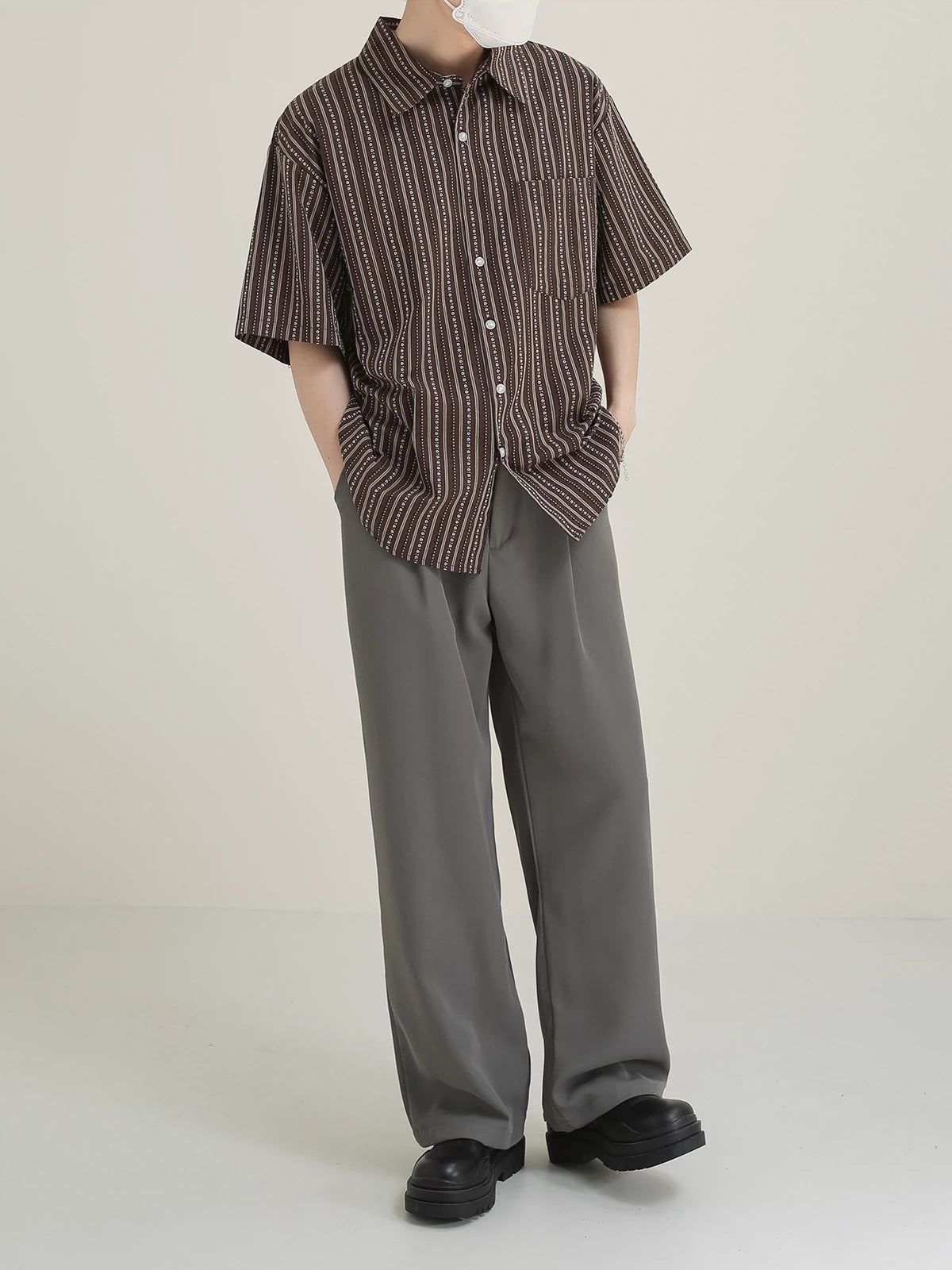 Zhou Classic Stripes Boxy Fit Short Sleeve Shirt-korean-fashion-Shirt-Zhou's Closet-OH Garments