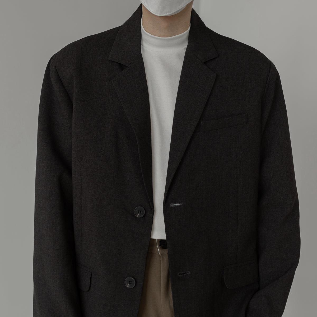 Zhou Classic Wide Shoulders Notch Lapel Blazer-korean-fashion-Blazer-Zhou's Closet-OH Garments
