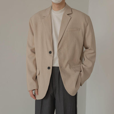 Zhou Classic Wide Shoulders Notch Lapel Blazer-korean-fashion-Blazer-Zhou's Closet-OH Garments