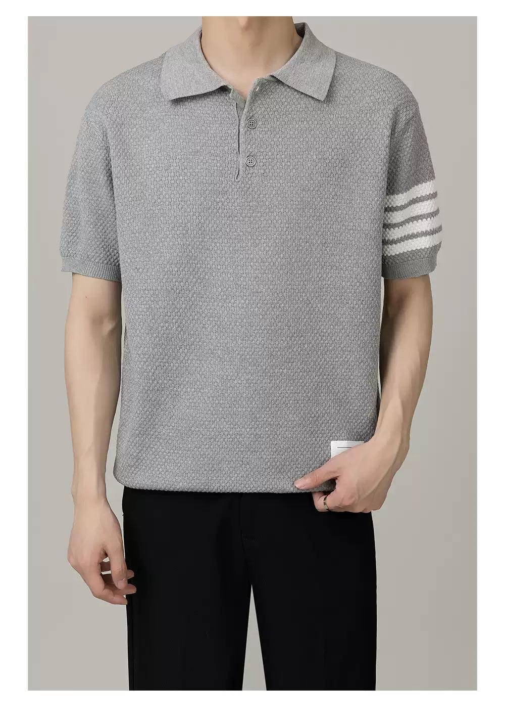 Zhou Clean Fit Contrast Knitted Polo-korean-fashion-Polo-Zhou's Closet-OH Garments