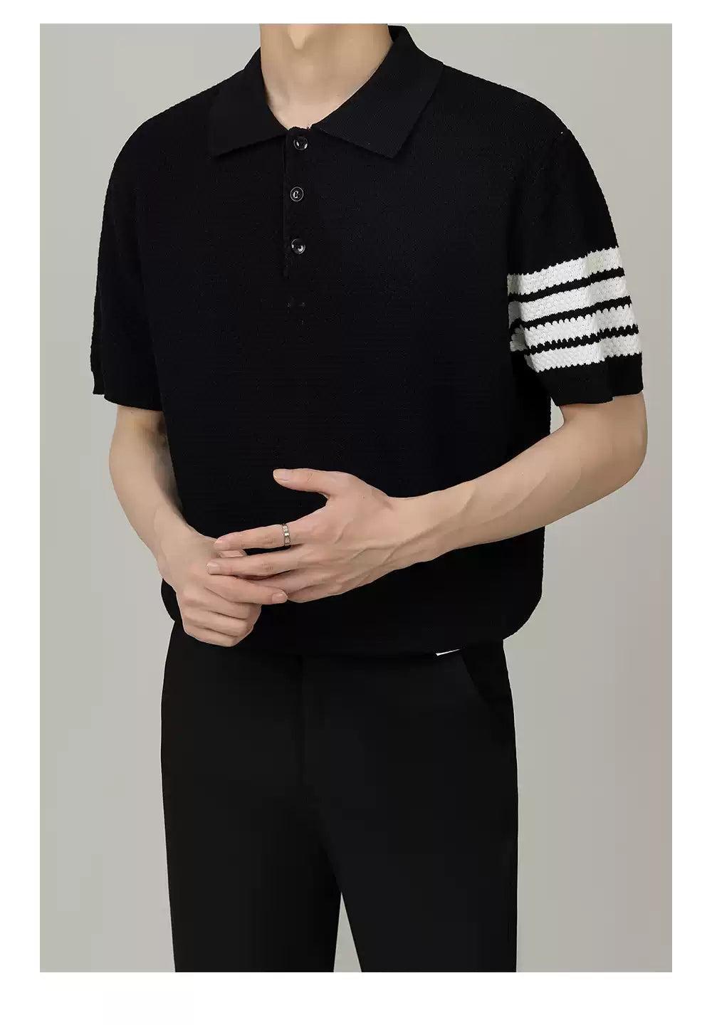 Zhou Clean Fit Contrast Knitted Polo-korean-fashion-Polo-Zhou's Closet-OH Garments