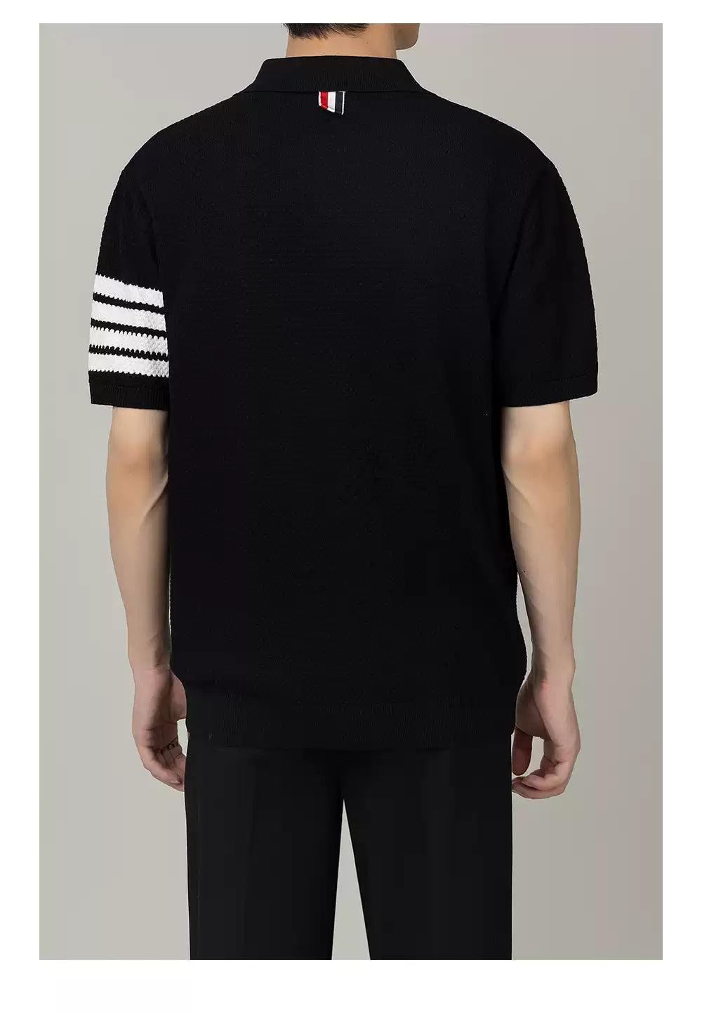 Zhou Clean Fit Contrast Knitted Polo-korean-fashion-Polo-Zhou's Closet-OH Garments