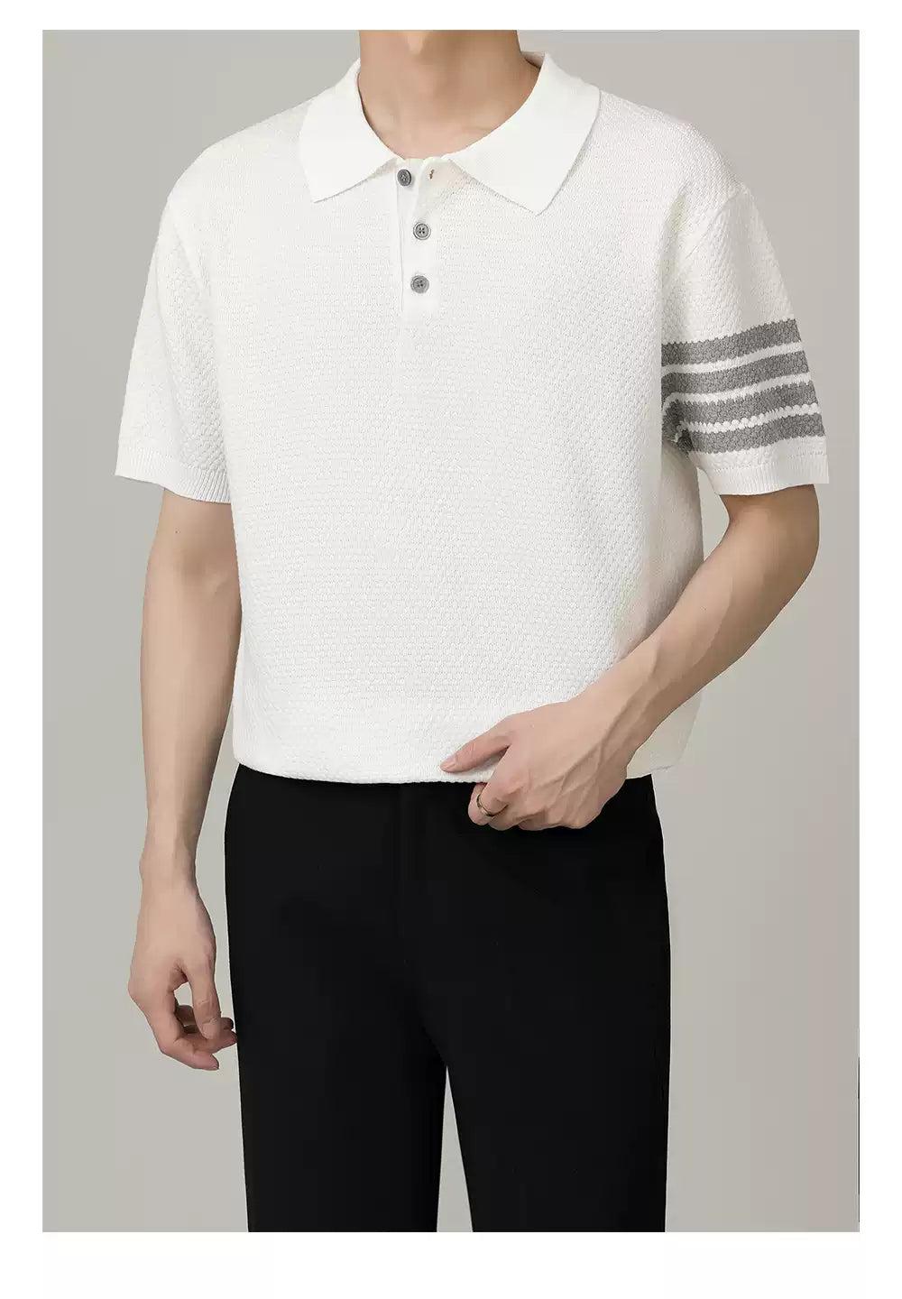 Zhou Clean Fit Contrast Knitted Polo-korean-fashion-Polo-Zhou's Closet-OH Garments