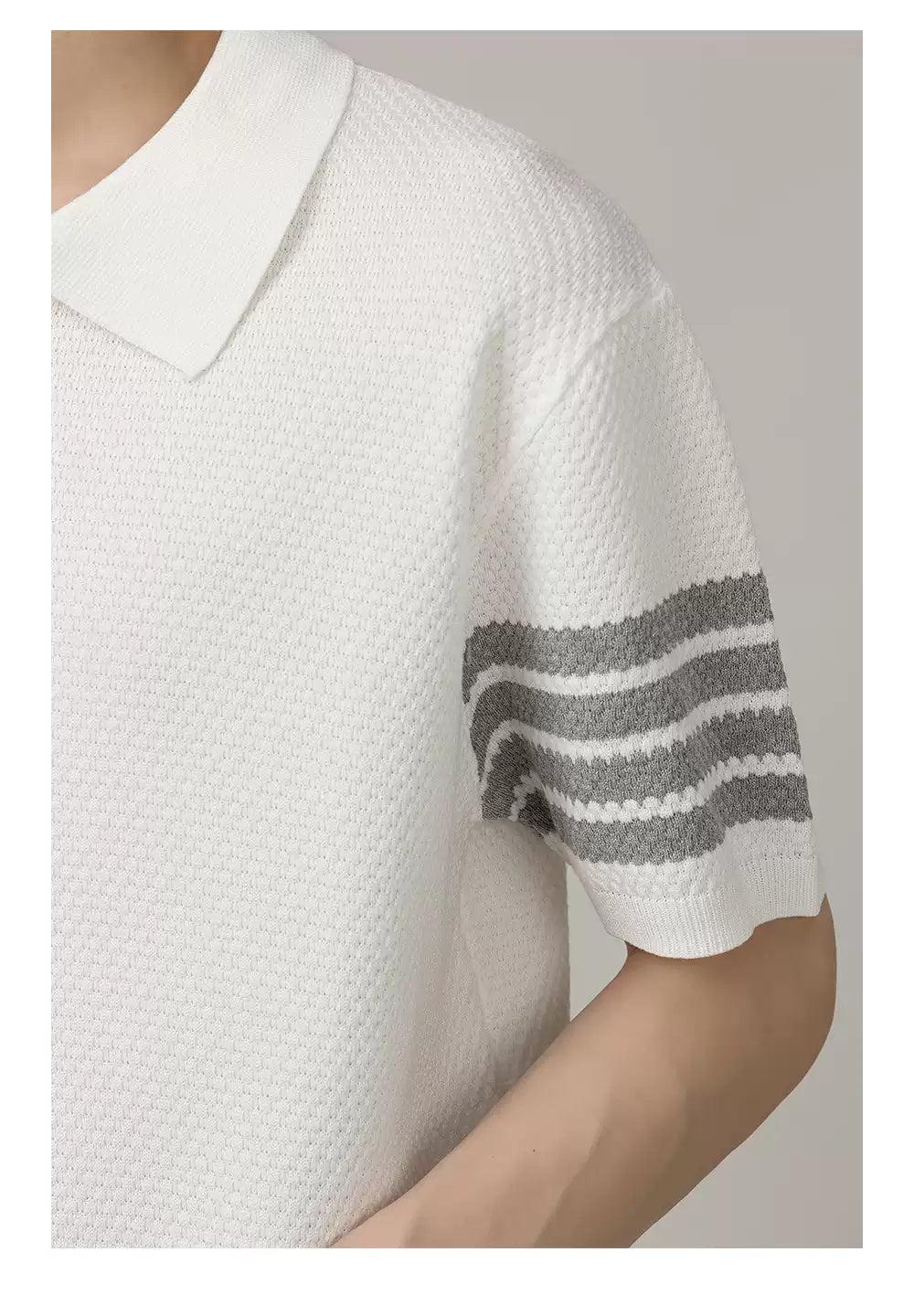 Zhou Clean Fit Contrast Knitted Polo-korean-fashion-Polo-Zhou's Closet-OH Garments