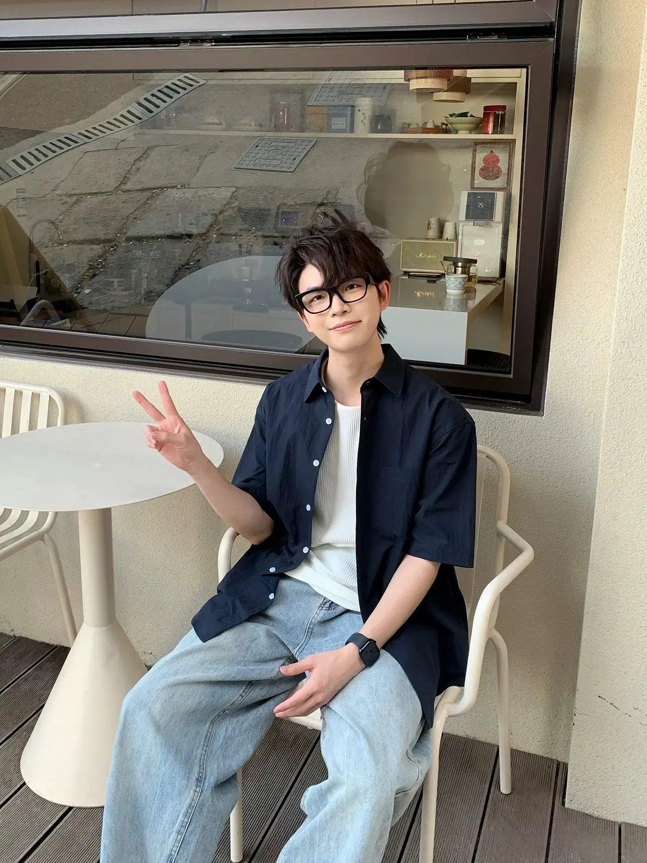 Zhou Clean Fit Plain S/S Shirt-korean-fashion-Shirt-Zhou's Closet-OH Garments