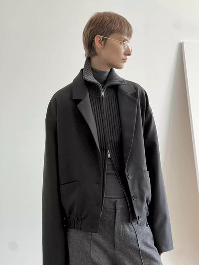 Zhou Clean Fit Ruched Hem Blazer-korean-fashion-Blazer-Zhou's Closet-OH Garments