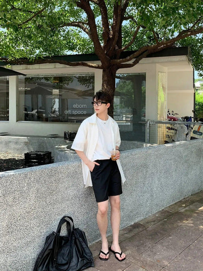 Zhou Clean Fit Textured S/S Shirt-korean-fashion-Shirt-Zhou's Closet-OH Garments