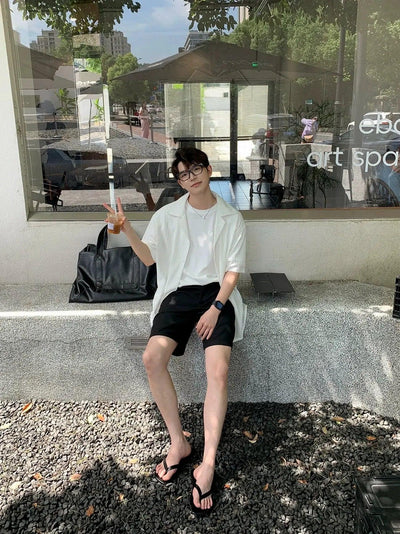 Zhou Clean Fit Textured S/S Shirt-korean-fashion-Shirt-Zhou's Closet-OH Garments
