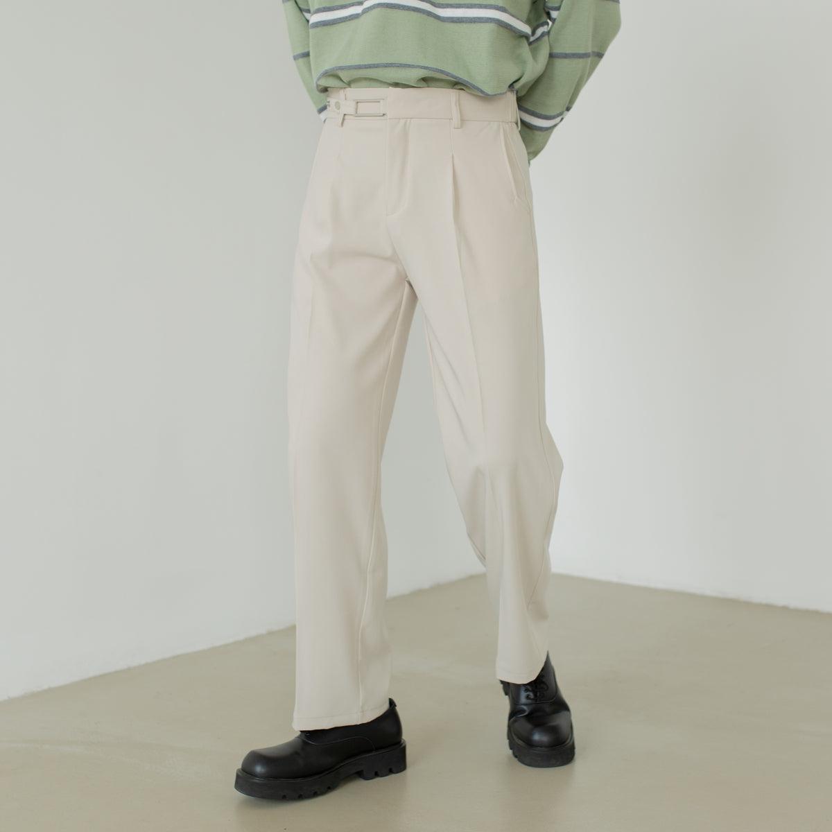 Zhou Cloth Belt Bootcut Trousers-korean-fashion-Trousers-Zhou's Closet-OH Garments
