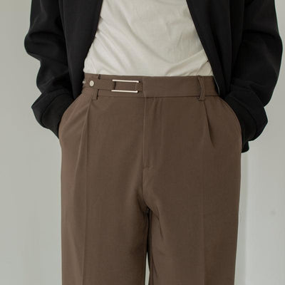 Zhou Cloth Belt Bootcut Trousers-korean-fashion-Trousers-Zhou's Closet-OH Garments