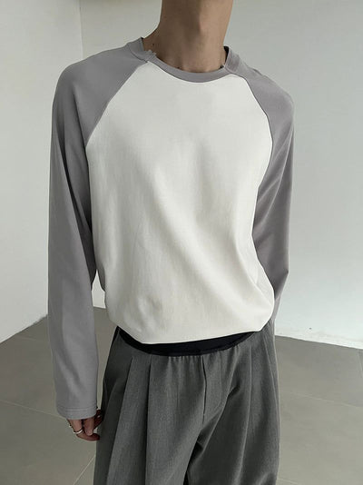 Zhou Color Block Long Sleeve T-Shirt-korean-fashion-T-Shirt-Zhou's Closet-OH Garments