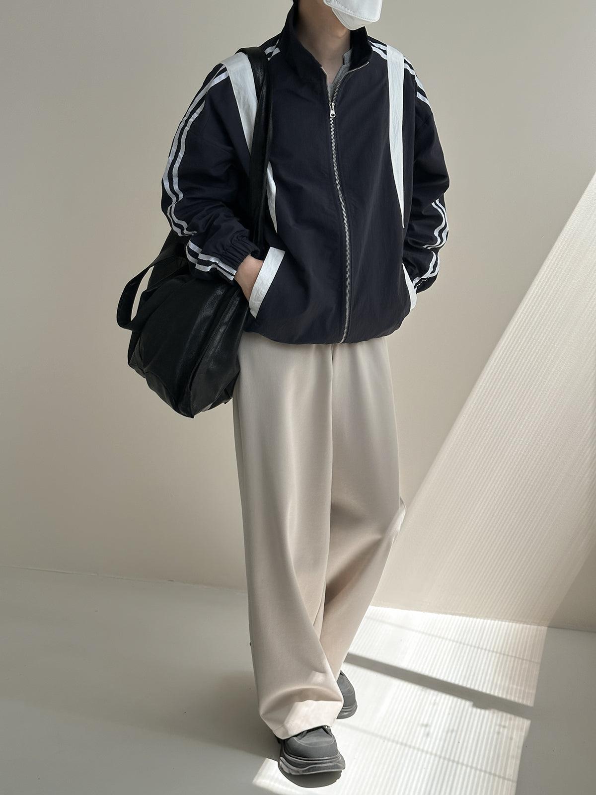 Zhou Color Contrast Stand Collar Sports Jacket-korean-fashion-Jacket-Zhou's Closet-OH Garments