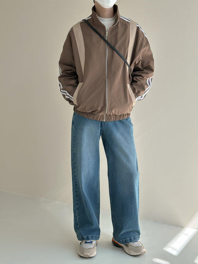 Zhou Color Contrast Stand Collar Sports Jacket-korean-fashion-Jacket-Zhou's Closet-OH Garments