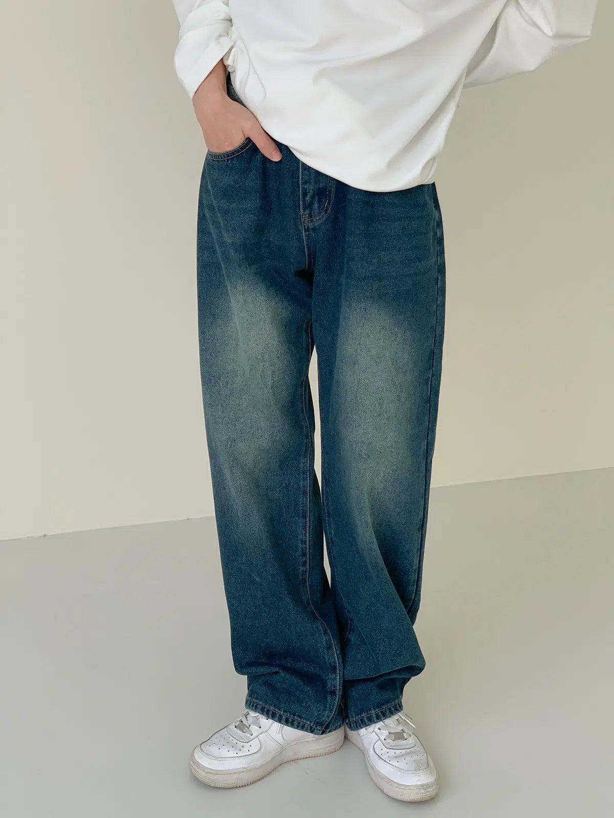 Zhou Comfty Faded Bootcut Jeans-korean-fashion-Jeans-Zhou's Closet-OH Garments
