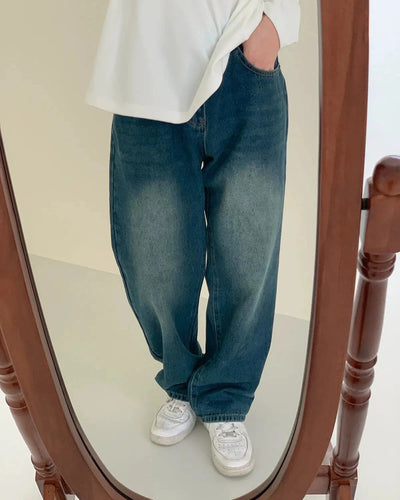 Zhou Comfty Faded Bootcut Jeans-korean-fashion-Jeans-Zhou's Closet-OH Garments