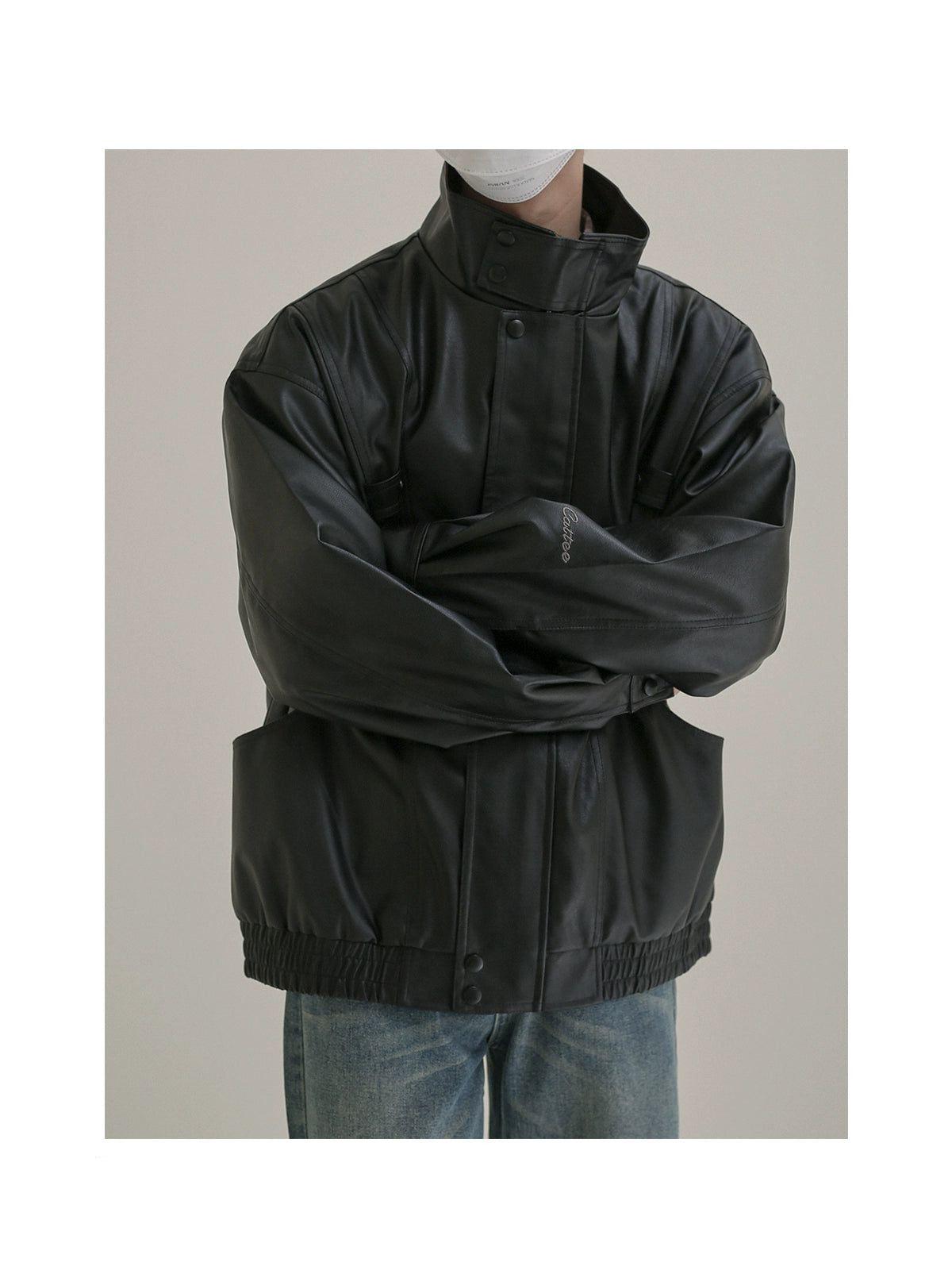 Zhou Comfty Fit PU Leather Jacket-korean-fashion-Jacket-Zhou's Closet-OH Garments