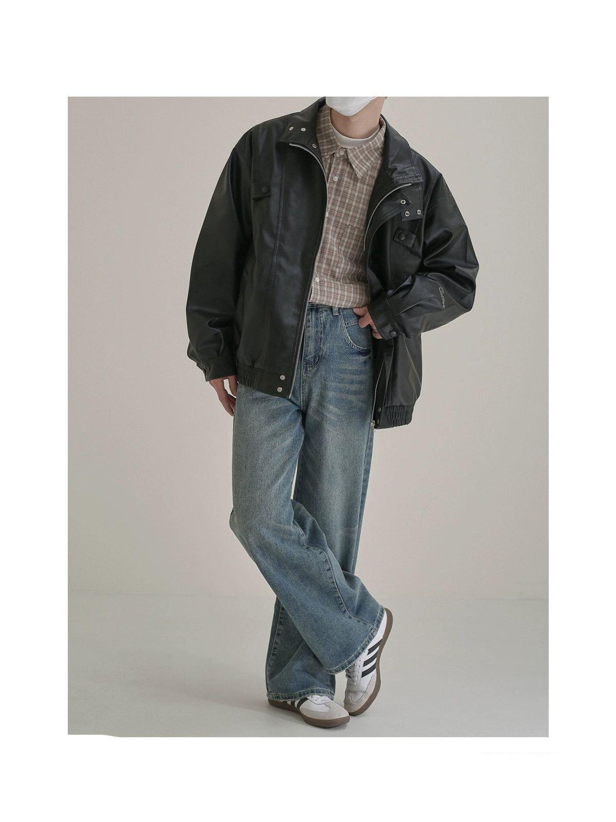 Zhou Comfty Fit PU Leather Jacket-korean-fashion-Jacket-Zhou's Closet-OH Garments