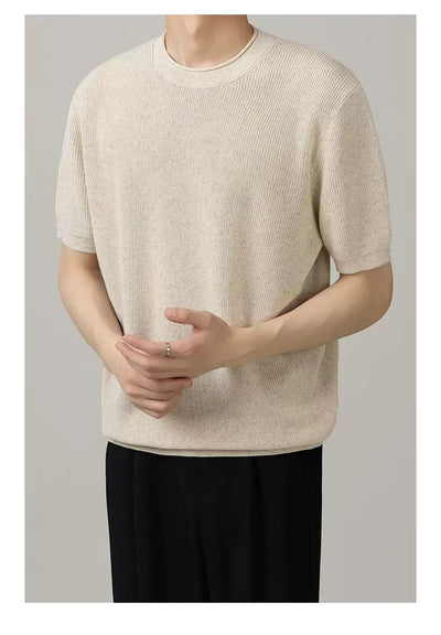 Zhou Comfy Ribbed Knit T-Shirt-korean-fashion-T-Shirt-Zhou's Closet-OH Garments